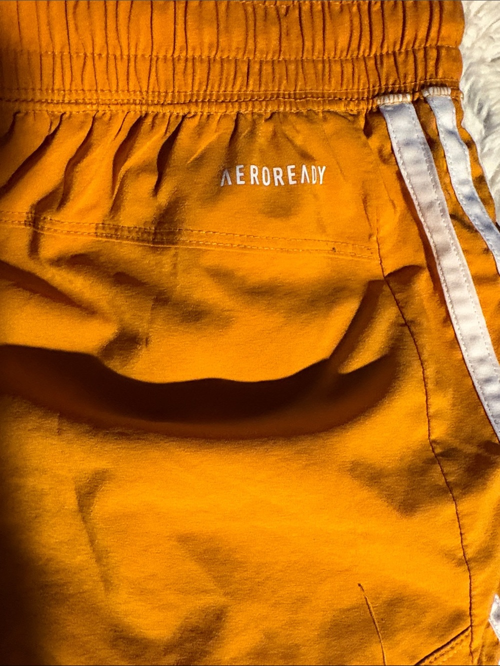 Adidas Women’s Athletic Shorts in Bright Orange with White Side Stripes - Picture 4 of 5